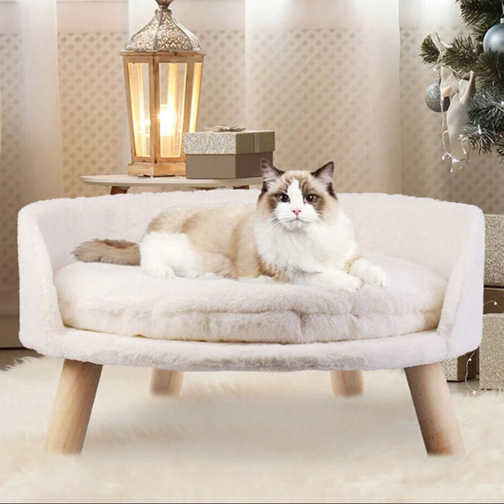 Elevated Round Plush Pet Bed Chair - Opulenza