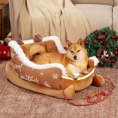 Festive Plush Cosy Dog Bed - Opulenza