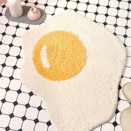 Fried Egg Shaggy Bath Mat - Opulenza