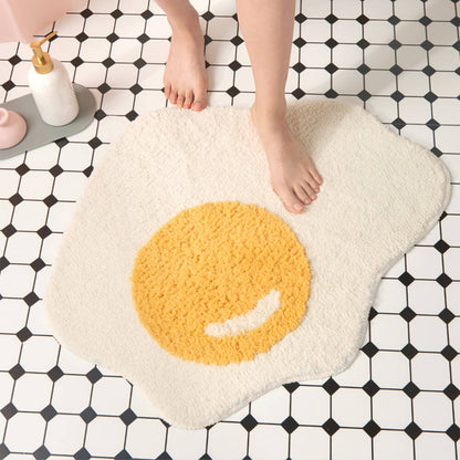 Fried Egg Shaggy Bath Mat - Opulenza