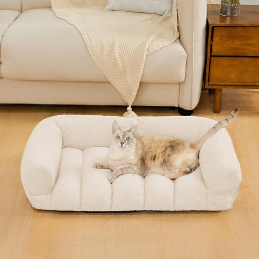 Large Soft Supportive Headrest Orthopaedic Cat Bolster Bed - Opulenza