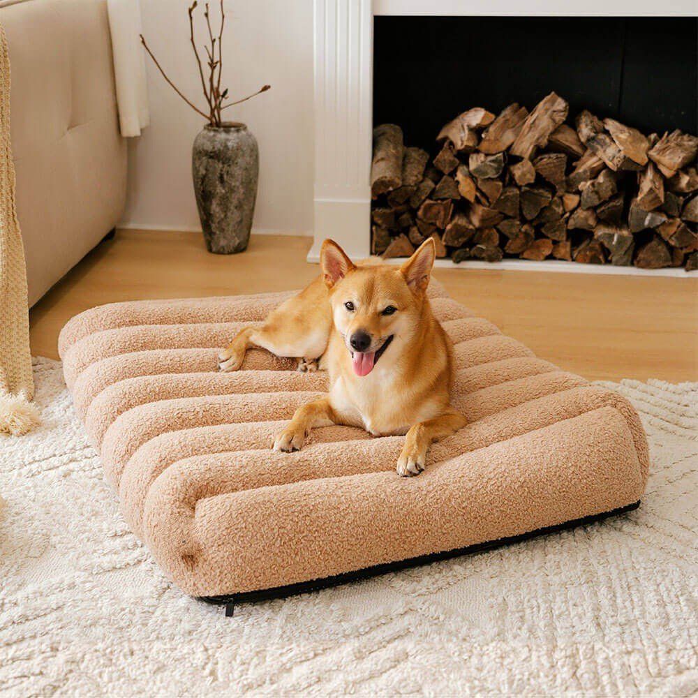 Large Washable Creamy Cosy Flat Dog Beds - Opulenza