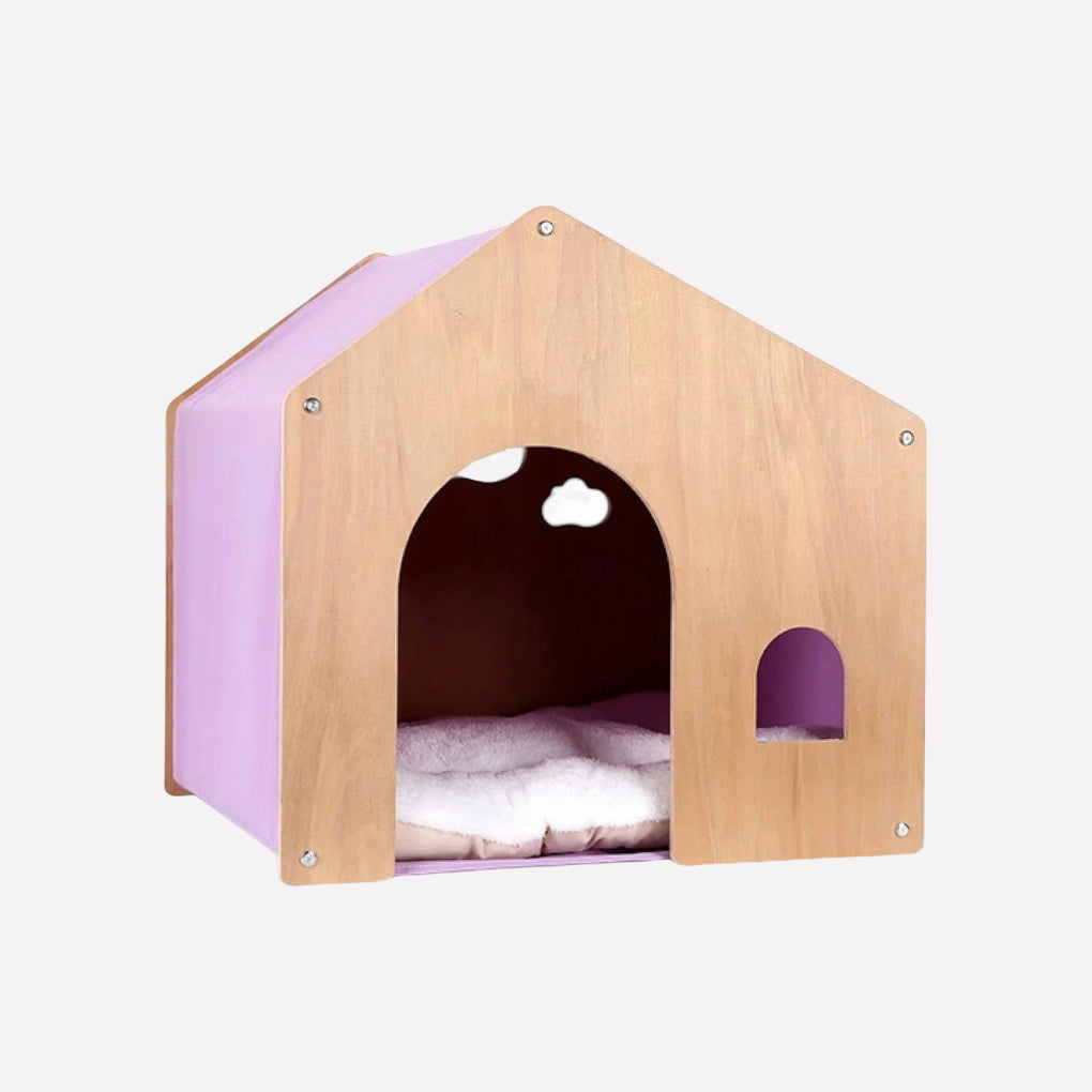 Modern Wooden Cat Bed & Cozy Retreat - Opulenza