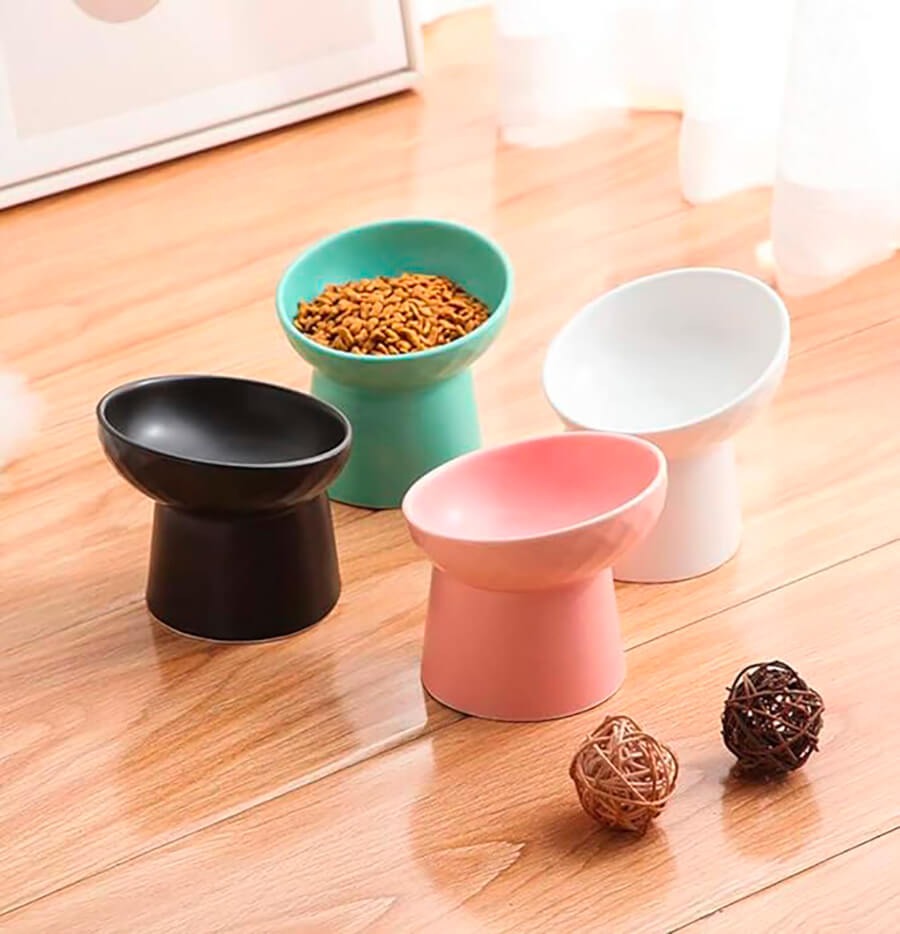 Nordic Style Tilted Ceramic Cat Bowl - Opulenza