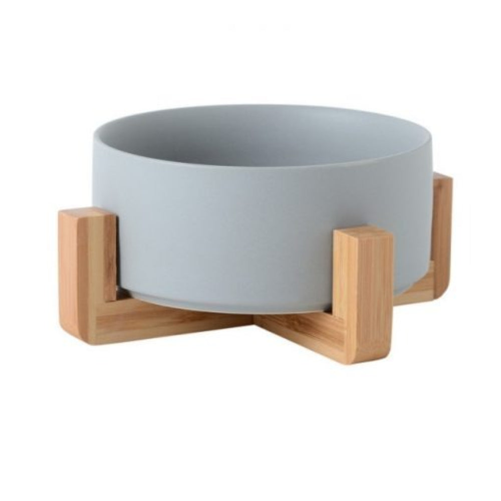 PawFeast Ceramic Dog Bowl – Stylish Dining with Wooden Stand - Opulenza