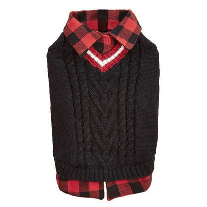 Perfect for Fall Winter Plaid Collar Dog Jumper Vest - Opulenza