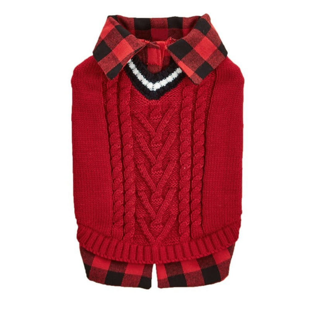 Perfect for Fall Winter Plaid Collar Dog Jumper Vest - Opulenza