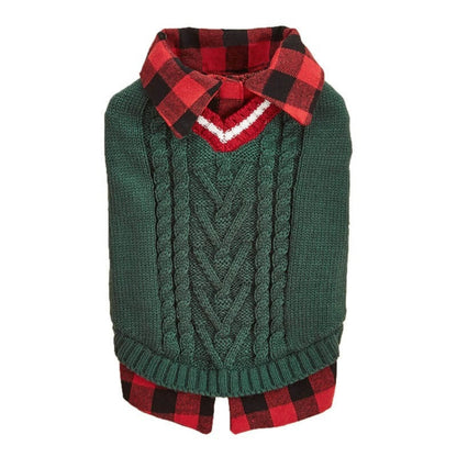 Perfect for Fall Winter Plaid Collar Dog Jumper Vest - Opulenza