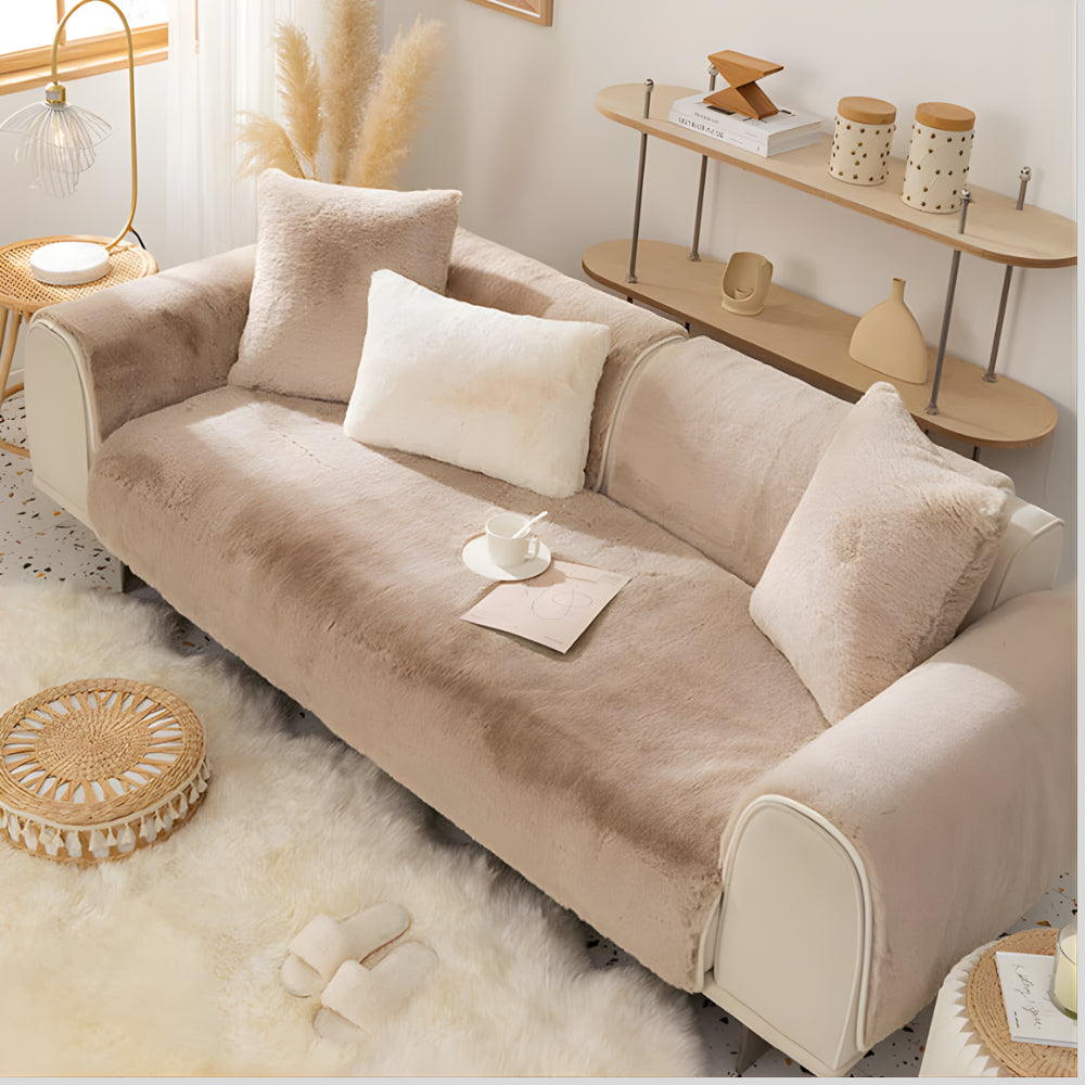 Plush Faux Fur Sectional Sofa Cover - Opulenza