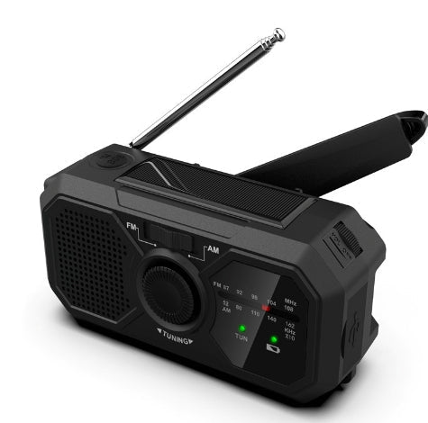Portable Emergency Radio with Solar Charging & LED Flashlight - Opulenza
