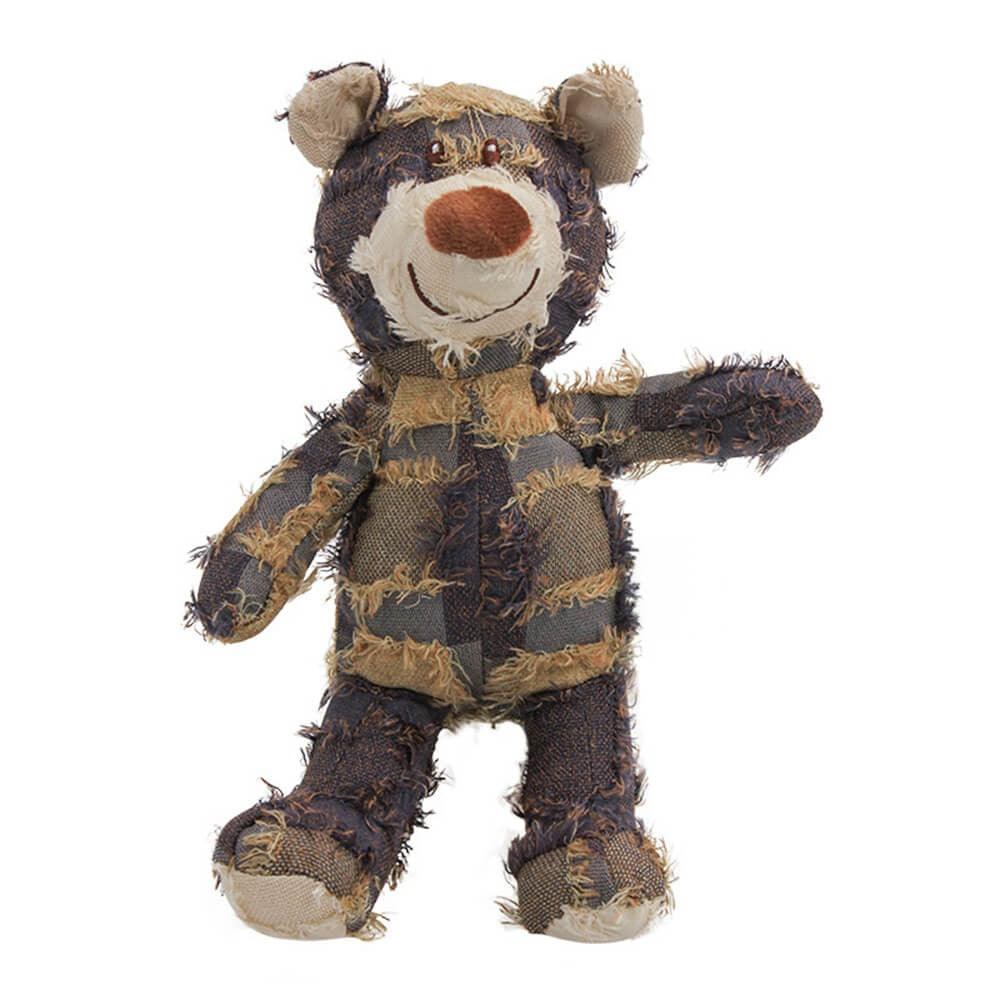 Rustic Denim Plush Bear – Durable Chewable Squeaky Dog Toy - Opulenza