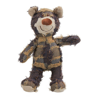 Rustic Denim Plush Bear – Durable Chewable Squeaky Dog Toy - Opulenza