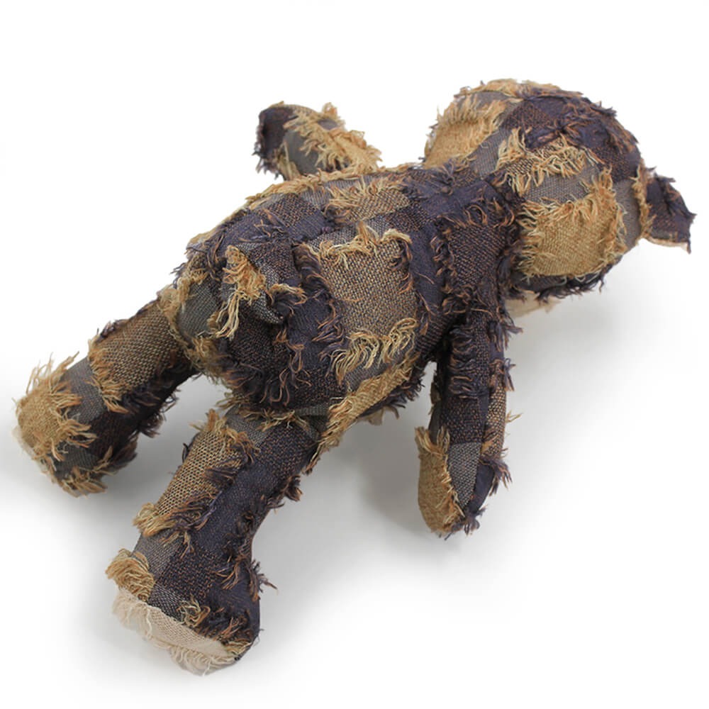 Rustic Denim Plush Bear – Durable Chewable Squeaky Dog Toy - Opulenza