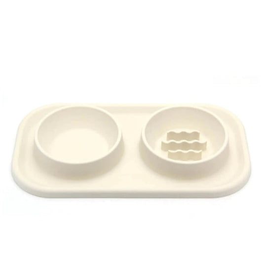 Silicone Dual Bowl Slow Feeder Pet Bowl - Opulenza