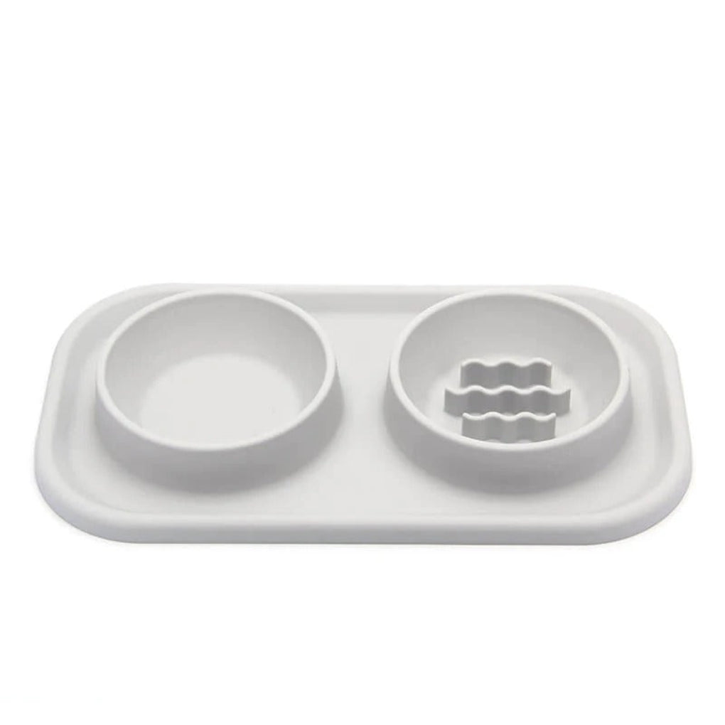 Silicone Dual Bowl Slow Feeder Pet Bowl - Opulenza