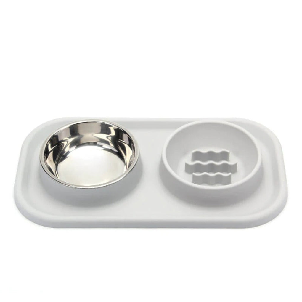 Silicone Dual Bowl Slow Feeder Pet Bowl - Opulenza