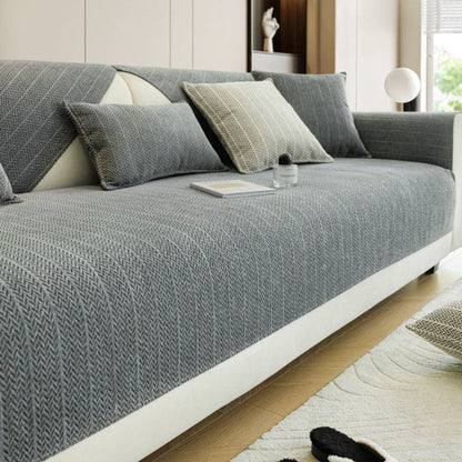 Solid Colour Chenille Anti-Scratch Sofa Cover - Opulenza