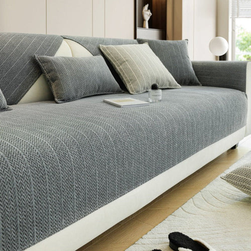 Solid Colour Chenille Anti-Scratch Sofa Cover - Opulenza