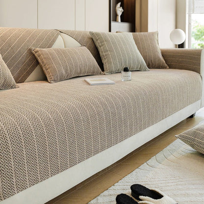 Solid Colour Chenille Anti-Scratch Sofa Cover - Opulenza