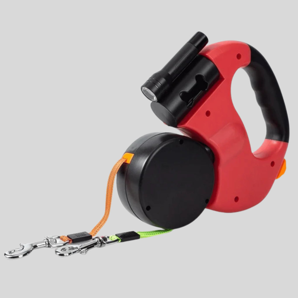 Tangle-Free Dual Dog Leash with Flashlight - Opulenza