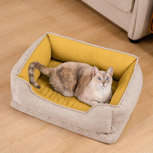 Washable Non-Slip Bolster Cat Bed - Opulenza
