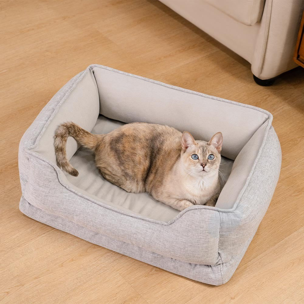 Washable Non-Slip Bolster Cat Bed - Opulenza