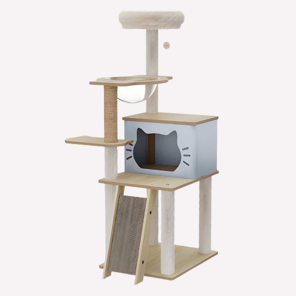 Wooden Multi-Level Cat Tree Tower - Opulenza