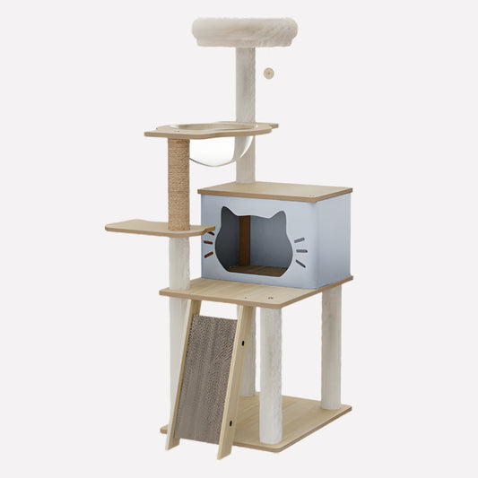 Wooden Multi-Level Cat Tree Tower - Opulenza
