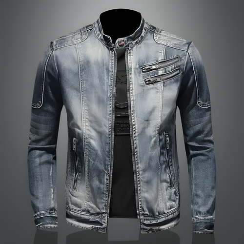 Retro Denim Jacket | Jacket With Classic Biker Style - Men's jackets
