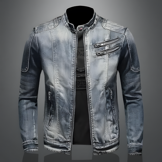 Retro Denim Jacket | Jacket With Classic Biker Style - Men's jackets