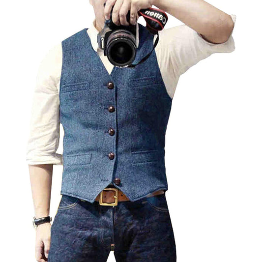 Stylish Men's Denim Waistcoat - Marko Denim Fashion - Men’s Vests & Blazers