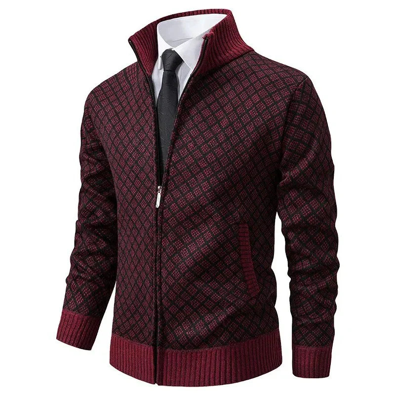 Men's Geometric Cardigan with Zip - image 2 of 5