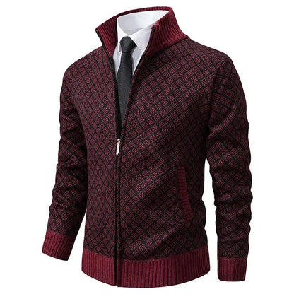 Men's Geometric Cardigan with Zip - image 2 of 5