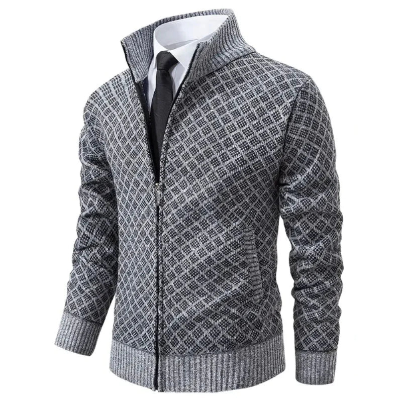 Men's Geometric Cardigan with Zip - image 4 of 5