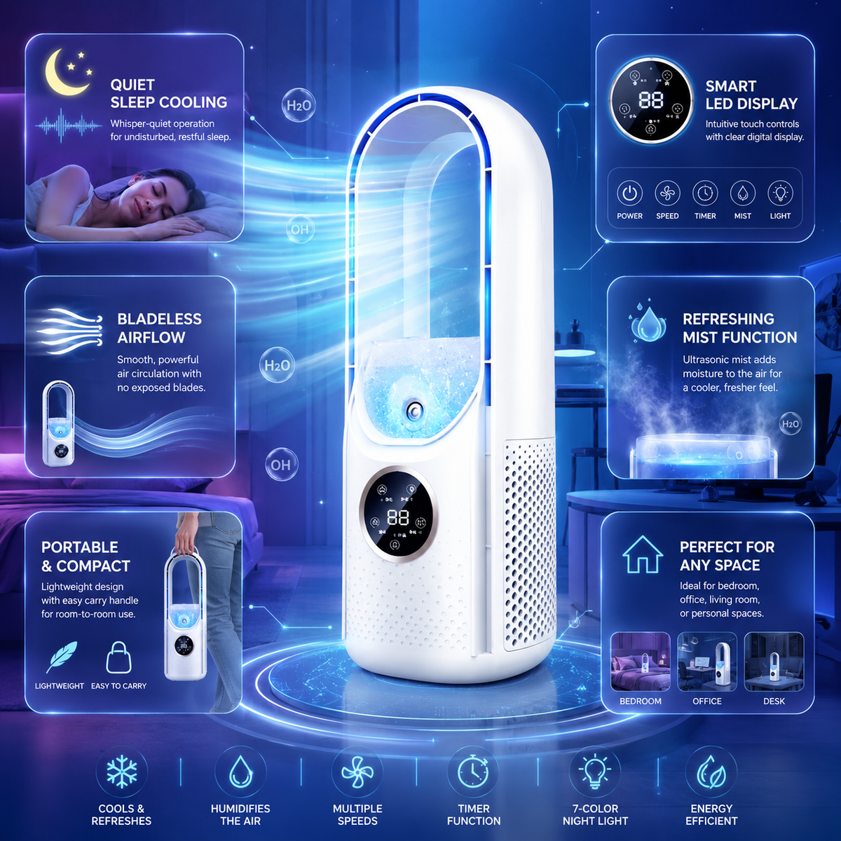 Quiet Compact Portable Air Conditioner - image 4 of 7