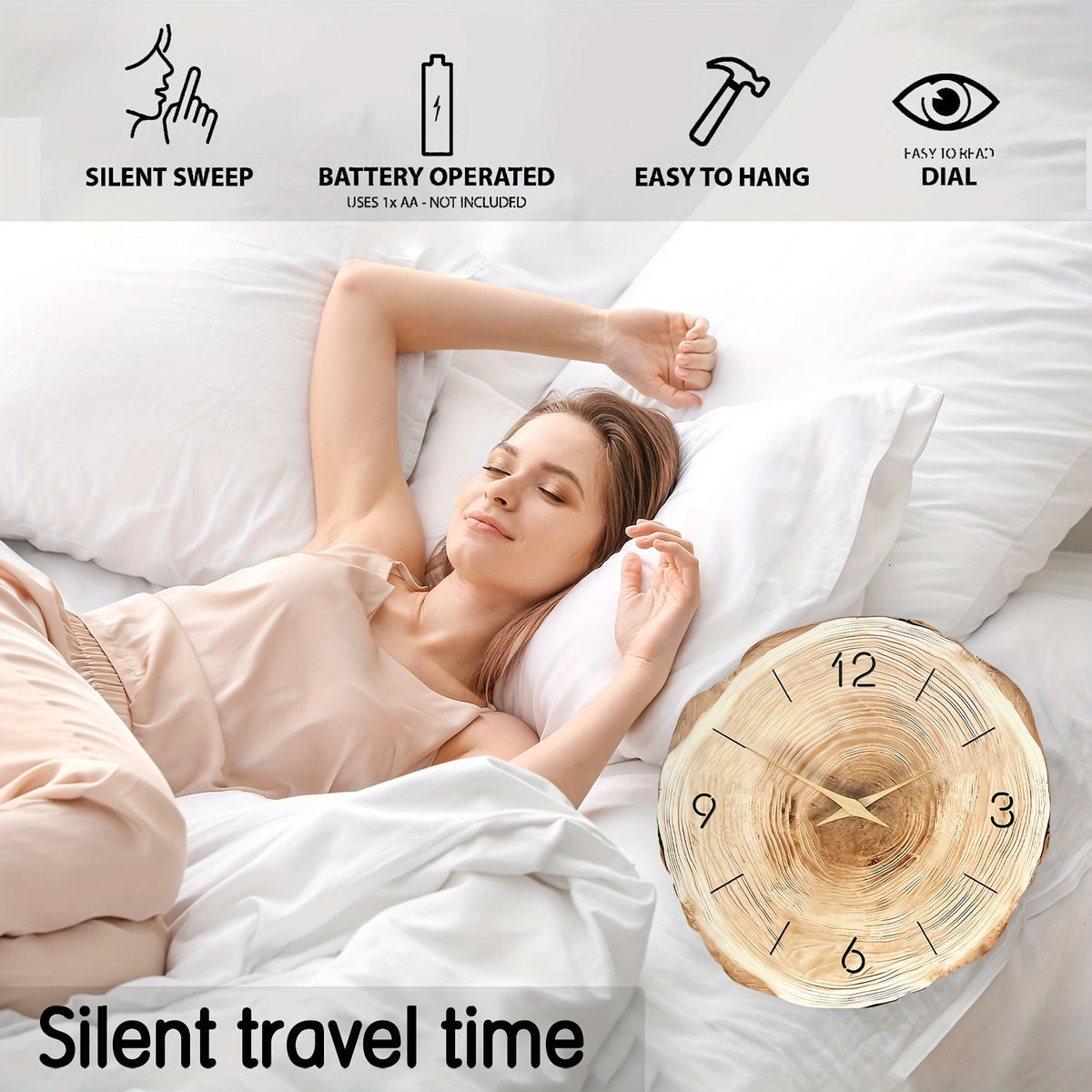 Silent Wooden Wall Clock Dandy - image 5 of 8