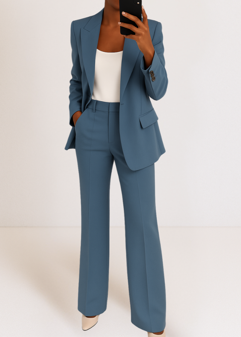 Tynara Two-Piece Trouser Suit - Tailored Blazer & Straight Trousers - Sets ladies