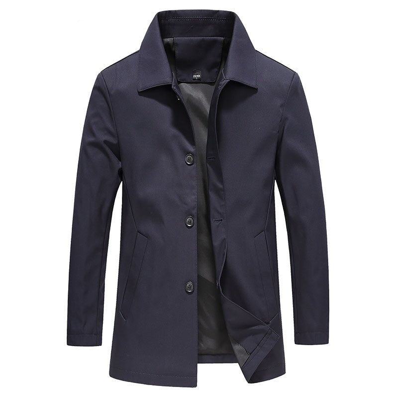 Windproof Long Men's Jacket - Solid Colours - Men's jackets