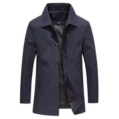 Windproof Long Men's Jacket - Solid Colours - Men's jackets