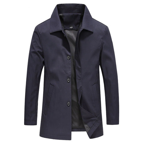 Windproof Long Men's Jacket - Solid Colours - Men's jackets