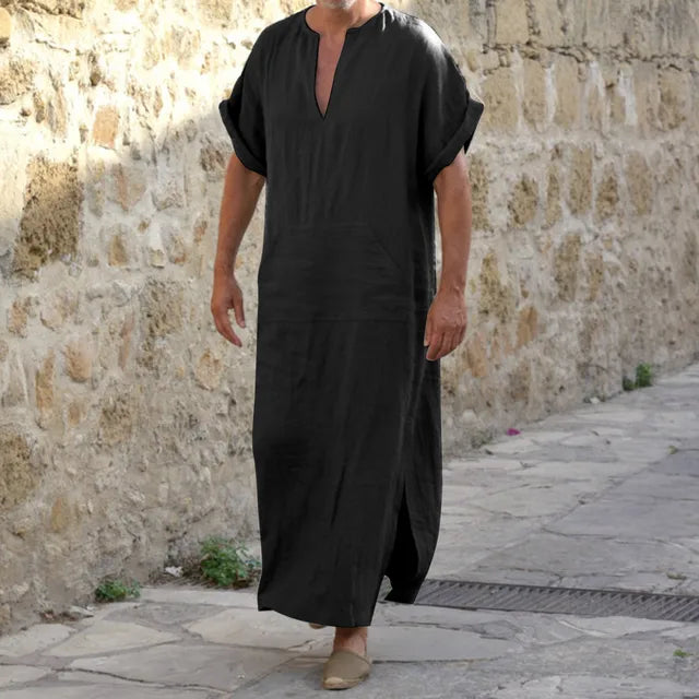 White Djellaba with V-Neck - image 2 of 5