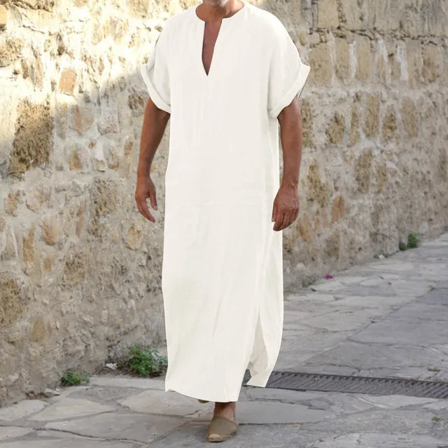 White Djellaba with V-Neck - image 3 of 5