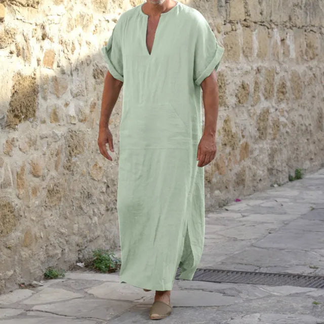 White Djellaba with V-Neck - image 4 of 5